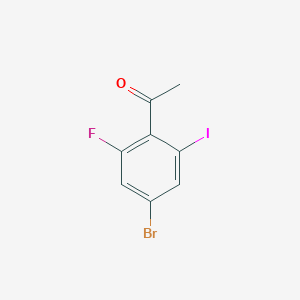 molecular formula C8H5BrFIO B12972089 1-(4-Bromo-2-fluoro-6-iodophenyl)ethanone 
