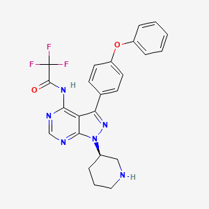 molecular formula C24H21F3N6O2 B12972153 (R)-2,2,2-Trifluoro-N-(3-(4-phenoxyphenyl)-1-(piperidin-3-yl)-1H-pyrazolo[3,4-d]pyrimidin-4-yl)acetamide 