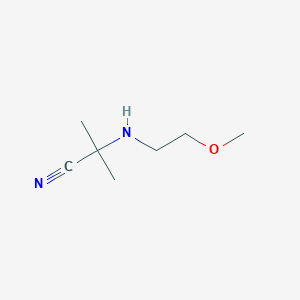 molecular formula C7H14N2O B12972290 2-((2-Methoxyethyl)amino)-2-methylpropanenitrile 