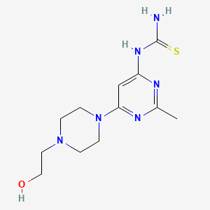 molecular formula C12H20N6OS B12972338 1-(6-(4-(2-Hydroxyethyl)piperazin-1-yl)-2-methylpyrimidin-4-yl)thiourea 