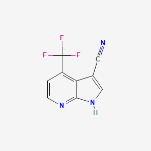 molecular formula C9H4F3N3 B12972375 4-(trifluoromethyl)-1H-pyrrolo[2,3-b]pyridine-3-carbonitrile 