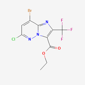 molecular formula C10H6BrClF3N3O2 B12972388 Ethyl 8-bromo-6-chloro-2-(trifluoromethyl)imidazo[1,2-b]pyridazine-3-carboxylate 