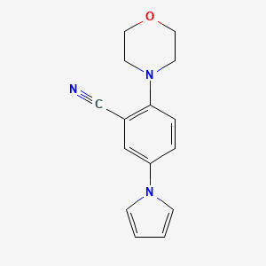 molecular formula C15H15N3O B12972407 2-Morpholino-5-(1H-pyrrol-1-yl)benzonitrile 
