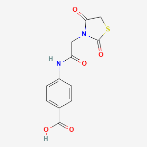 molecular formula C12H10N2O5S B1297241 4-[2-(2,4-Dioxo-thiazolidin-3-yl)-acetylamino]-benzoic acid CAS No. 450390-36-0