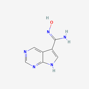 molecular formula C7H7N5O B12972476 N'-hydroxy-7H-pyrrolo[2,3-d]pyrimidine-5-carboximidamide 
