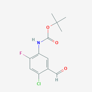 molecular formula C12H13ClFNO3 B12972506 tert-Butyl (4-chloro-2-fluoro-5-formylphenyl)carbamate 