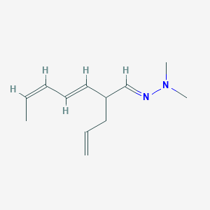 molecular formula C12H20N2 B12972677 3,5-Heptadienal, 2-(2-propenyl)-, dimethylhydrazone, (,E,Z)- 