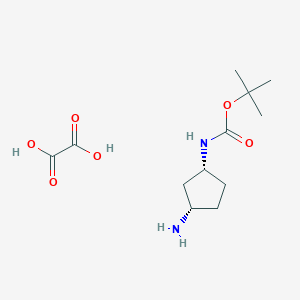 molecular formula C12H22N2O6 B12972728 tert-Butyl ((1R,3S)-3-aminocyclopentyl)carbamate oxalate 