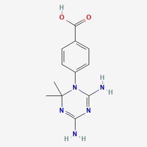 molecular formula C12H15N5O2 B1297279 4-(4,6-Diamino-2,2-dimethyl-2H-[1,3,5]triazin-1-yl)-benzoic acid CAS No. 14484-50-5
