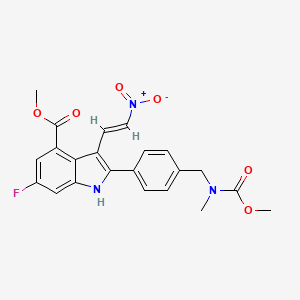 molecular formula C22H20FN3O6 B12972812 methyl (E)-6-fluoro-2-(4-(((methoxycarbonyl)(methyl)amino)methyl)phenyl)-3-(2-nitrovinyl)-1H-indole-4-carboxylate 