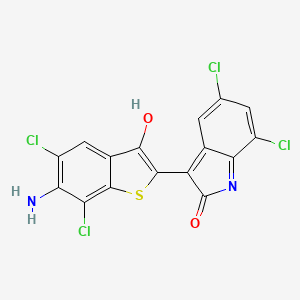 molecular formula C16H6Cl4N2O2S B12972819 3-(6-Amino-5,7-dichloro-3-oxobenzo[b]thiophen-2(3H)-ylidene)-5,7-dichloroindolin-2-one 