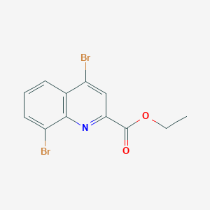 molecular formula C12H9Br2NO2 B12972835 Ethyl 4,8-dibromoquinoline-2-carboxylate 