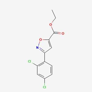 molecular formula C12H9Cl2NO3 B12972873 Ethyl 3-(2,4-dichlorophenyl)-1,2-oxazole-5-carboxylate 