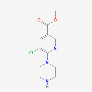 molecular formula C11H14ClN3O2 B12972905 Methyl 5-chloro-6-piperazin-1-ylnicotinate 