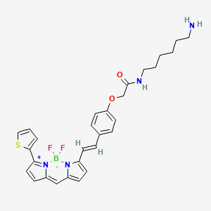 molecular formula C29H31BF2N4O2S B12972956 N-(6-aminohexyl)-2-[4-[(E)-2-(2,2-difluoro-12-thiophen-2-yl-3-aza-1-azonia-2-boranuidatricyclo[7.3.0.03,7]dodeca-1(12),4,6,8,10-pentaen-4-yl)ethenyl]phenoxy]acetamide 