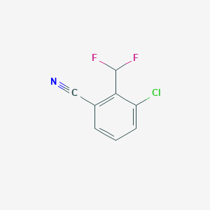 molecular formula C8H4ClF2N B12973032 3-Chloro-2-(difluoromethyl)benzonitrile CAS No. 1261776-59-3