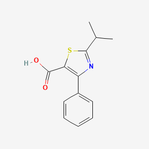 molecular formula C13H13NO2S B12973175 2-Isopropyl-4-phenylthiazole-5-carboxylic acid 
