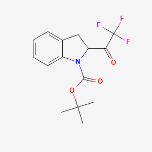 molecular formula C15H16F3NO3 B12973241 tert-Butyl 2-(2,2,2-trifluoroacetyl)indoline-1-carboxylate 