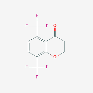 molecular formula C11H6F6O2 B12973267 5,8-Bis(trifluoromethyl)chroman-4-one 