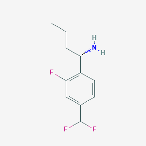 molecular formula C11H14F3N B12973318 (S)-1-(4-(Difluoromethyl)-2-fluorophenyl)butan-1-amine 