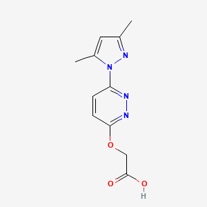 molecular formula C11H12N4O3 B1297332 [6-(3,5-二甲基-吡唑-1-基)-吡哒嗪-3-氧基]-乙酸 CAS No. 890014-09-2