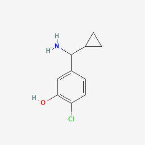 molecular formula C10H12ClNO B12973352 5-(Amino(cyclopropyl)methyl)-2-chlorophenol 