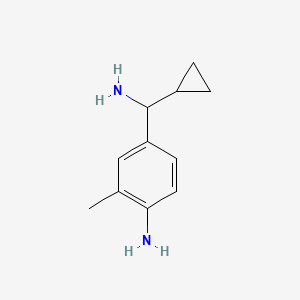 molecular formula C11H16N2 B12973366 4-(Amino(cyclopropyl)methyl)-2-methylaniline 