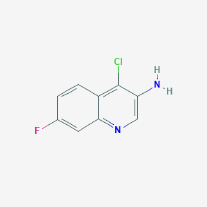 molecular formula C9H6ClFN2 B12973374 4-Chloro-7-fluoroquinolin-3-amine 