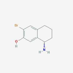 molecular formula C10H12BrNO B12973377 (S)-8-Amino-3-bromo-5,6,7,8-tetrahydronaphthalen-2-ol 