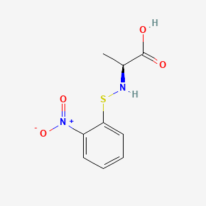 molecular formula C9H10N2O4S B12973379 (S)-2-(((2-Nitrophenyl)thio)amino)propanoic acid CAS No. 5879-39-0
