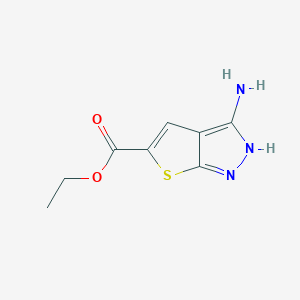 molecular formula C8H9N3O2S B12973385 Ethyl 3-amino-1H-thieno[2,3-c]pyrazole-5-carboxylate 