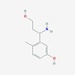 molecular formula C10H15NO2 B12973422 3-(1-Amino-3-hydroxypropyl)-4-methylphenol 