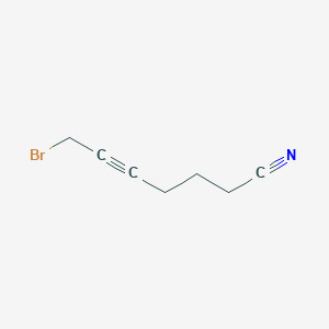 molecular formula C7H8BrN B12973511 7-Bromohept-5-ynenitrile CAS No. 53574-62-2