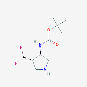 molecular formula C10H18F2N2O2 B12973613 tert-Butyl ((3S,4S)-4-(difluoromethyl)pyrrolidin-3-yl)carbamate 