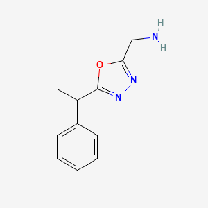 molecular formula C11H13N3O B12973695 (5-(1-Phenylethyl)-1,3,4-oxadiazol-2-yl)methanamine 