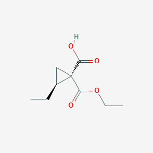 molecular formula C9H14O4 B12973702 Rel-(1R,2S)-2-ethyl-1-(ethoxycarbonyl)cyclopropane-1-carboxylic acid 