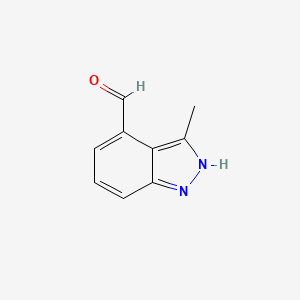 molecular formula C9H8N2O B12973836 3-Methyl-1H-indazole-4-carbaldehyde 