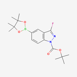 molecular formula C18H24BFN2O4 B12973842 tert-Butyl 3-fluoro-5-(4,4,5,5-tetramethyl-1,3,2-dioxaborolan-2-yl)-1H-indazole-1-carboxylate 