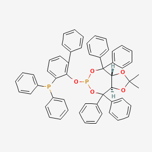 molecular formula C55H46O5P2 B12973845 (3aR,8aR)-6-((3-(diphenylphosphino)-[1,1'-biphenyl]-2-yl)oxy)-2,2-dimethyl-4,4,8,8-tetraphenyltetrahydro-[1,3]dioxolo[4,5-e][1,3,2]dioxaphosphepine 