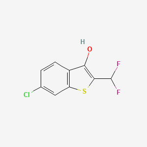 molecular formula C9H5ClF2OS B12974126 6-Chloro-2-(difluoromethyl)benzo[b]thiophen-3-ol 