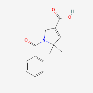 molecular formula C14H15NO3 B12974137 1-benzoyl-5,5-dimethyl-2,5-dihydro-1H-pyrrole-3-carboxylicacid 