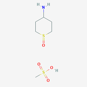 molecular formula C6H15NO4S2 B12974146 Trans-4-Aminotetrahydro-2H-thiopyran 1-oxide methanesulfonate 