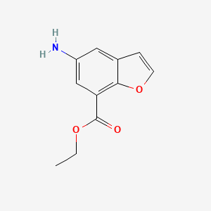 molecular formula C11H11NO3 B12974182 Ethyl 5-aminobenzofuran-7-carboxylate 