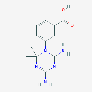 molecular formula C12H15N5O2 B1297421 3-(4,6-Diamino-2,2-dimethyl-2H-[1,3,5]triazin-1-yl)-benzoic acid CAS No. 17740-28-2