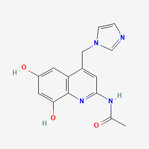 molecular formula C15H14N4O3 B12974286 N-(4-((1H-Imidazol-1-yl)methyl)-6,8-dihydroxyquinolin-2-yl)acetamide 