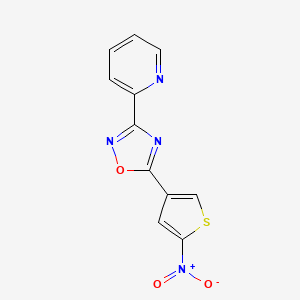 molecular formula C11H6N4O3S B12974339 5-(5-Nitrothiophen-3-yl)-3-(pyridin-2-yl)-1,2,4-oxadiazole 