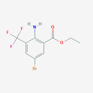 molecular formula C10H9BrF3NO2 B12974341 Ethyl 2-amino-5-bromo-3-(trifluoromethyl)benzoate 