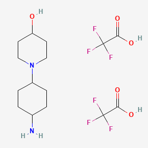 molecular formula C15H24F6N2O5 B12974344 1-(4-Aminocyclohexyl)piperidin-4-ol di2,2,2-trifluoroacetate 