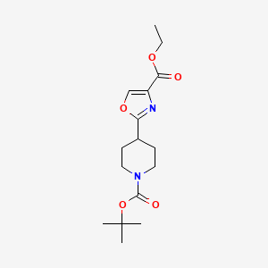 molecular formula C16H24N2O5 B12974483 Ethyl 2-(1-(tert-butoxycarbonyl)piperidin-4-yl)oxazole-4-carboxylate 