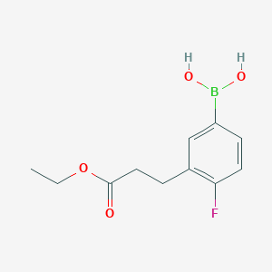molecular formula C11H14BFO4 B12974526 (3-(3-Ethoxy-3-oxopropyl)-4-fluorophenyl)boronic acid 